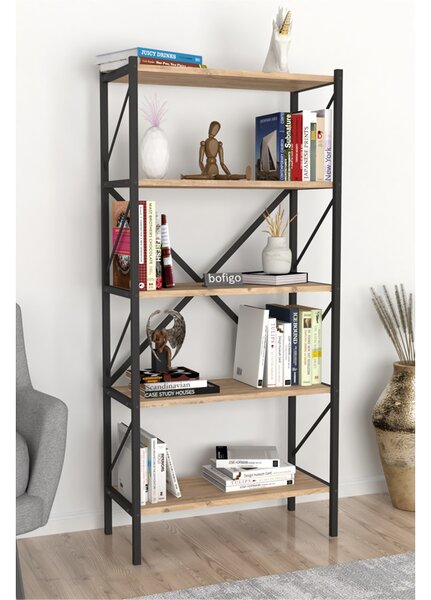 Метална етажерка 5 Shelves - черно + дървесно