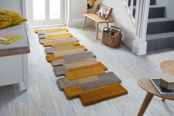 Пътека Collage Жълт Охра/Естествен 60X230 см, Flair Rugs