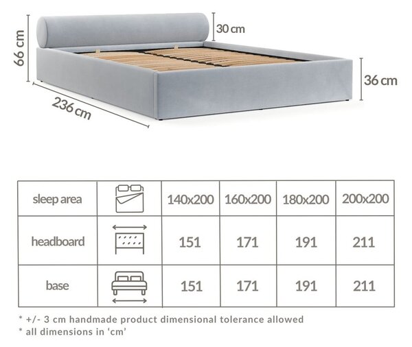 Светлокафяво двойно легло 160x200 cm тапицирано с място за съхранение с включена подматрачна рамка Solvo – Maison de Rêve