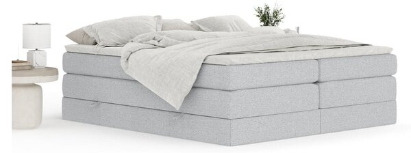 Светлосиво боксспринг легло 140x200 cm с място за съхранение/без табла Juniper – Maison de Rêve