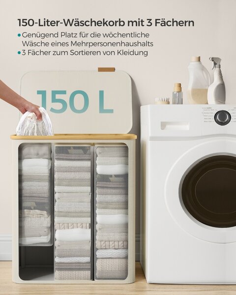 Кош за пране Songmics Крем 60x38.5x70.5 см