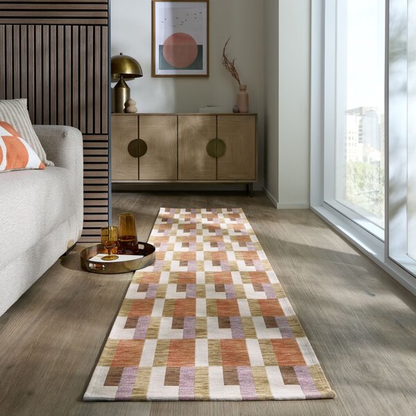 Килим за площ Manhattan Manhattan Riley Block Geo Natural 60X230 cm, Flair Rugs