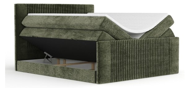 Тъмнозелено боксспринг легло 200x200 cm с място за съхранение Bergamo – Maison de Rêve