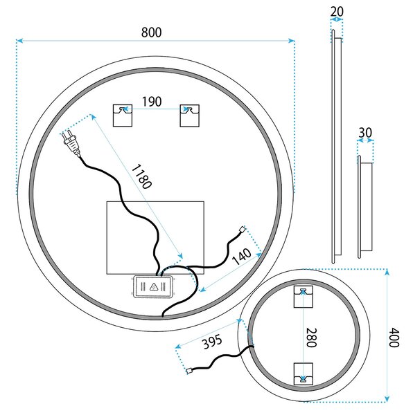 Огледало LED R-8040 80cm + 40cm