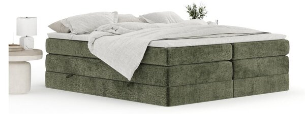 Тъмнозелено боксспринг легло 140x200 cm с място за съхранение/без табла Juniper – Maison de Rêve