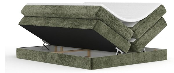 Тъмнозелено боксспринг легло 140x200 cm с място за съхранение/без табла Juniper – Maison de Rêve