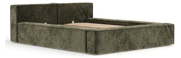 Тъмнозелено двойно легло 160x200 cm тапицирано с място за съхранение с включена подматрачна рамка Voliera – Maison de Rêve