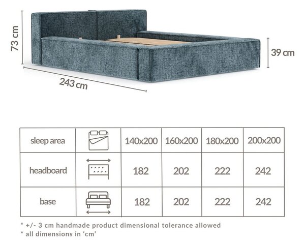 Оранжево двойно легло 140x200 cm тапицирано с място за съхранение с включена подматрачна рамка Voliera – Maison de Rêve