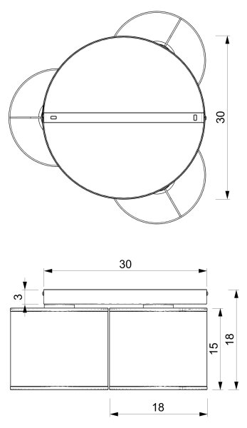 Плафон ARDEN 3xE27/15W/230V Ø 30 см бежов