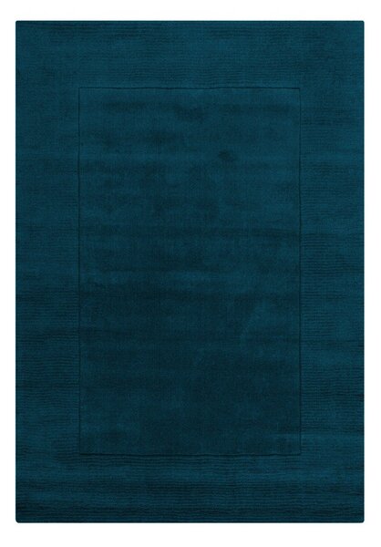 Тъмносин ръчно изработен вълнен килим 160x230 cm Textured Wool Border – Flair Rugs