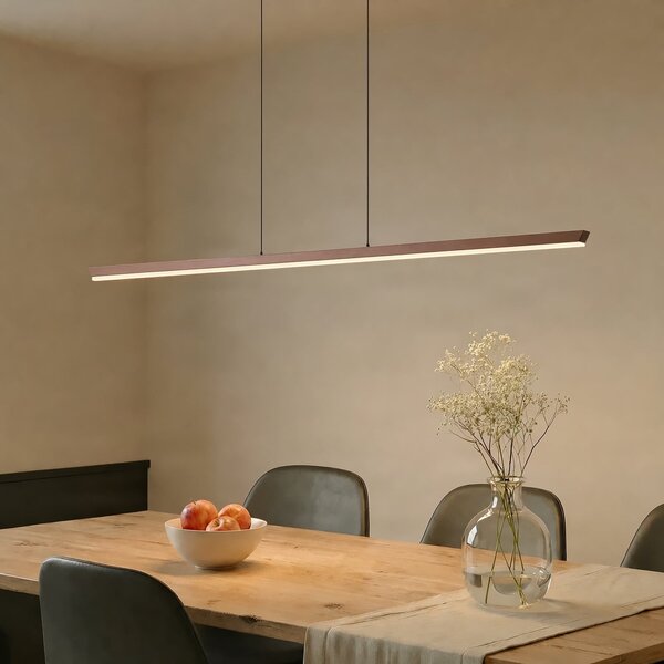 Lucande LED висяща лампа Solvar, 158 см, кафява, CCT, с възможност за, Затъмняване, Кафяв / ръждив, Дневна/трапезария, Метал