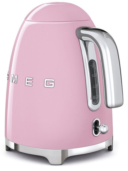 Електрическа кана SMEG KLF03PKEU, 2400 W, 1.7 л, 360° основа, Гланцово покритие, Розов