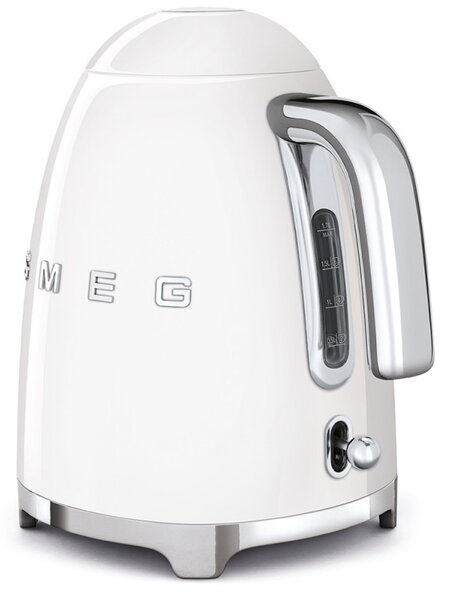 Електрическа кана SMEG KLF03WHEU, 2400 W, 1.7 л, 360° основа, Гланцово покритие, Бял