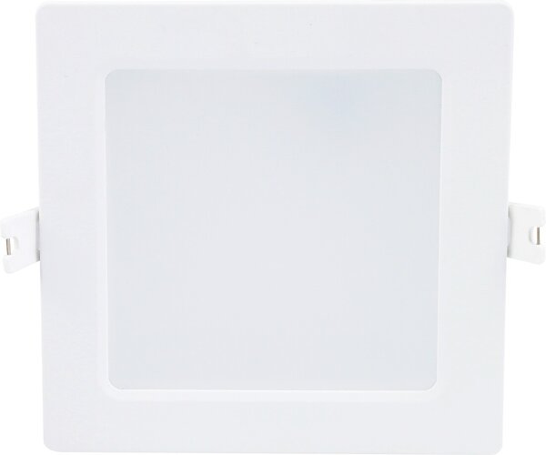 Shaun2, indoor square white plastic recessed lamp, 6W, with shade: 470lm, without shade: 660lm, 3000K, 12x12cm, H2,8cm (distance