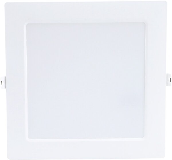 Shaun2, indoor square white plastic recessed lamp, 18W, with shade: 1220lm, without shade: 1800lm, 3000K, 22x22cm, H2,8cm (dista