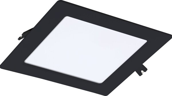 Shaun2, indoor square recessed lamp, black plastic lamp with white plastic shade, 12W, with shade: 800lm, without shade: 1200lm