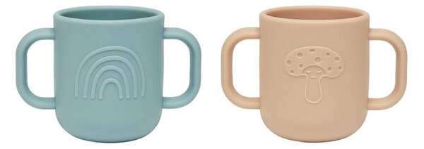 Светлосини/светлокафяви силиконови детски чаши в комплект 2 бр. Kappu – OYOY Mini