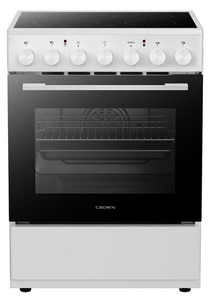 Готварска печка Crown CEC60M8W, 70л. обем, 4 нагревателни зони, 8 функции, таймер, бяла