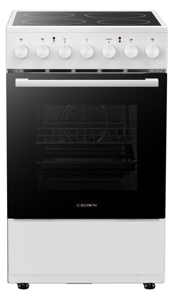 Готварска печка Crown CEC50M8W, 53л. обем, 4 нагревателни зони, 8 функции, 11 степени на мощност, таймер, бяла