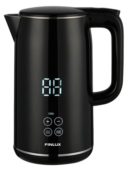 Електрическа кана Finlux FK-17333 BD, вместимост 1.7 l, въртене на 360°, двойни стени, 1850W, черна