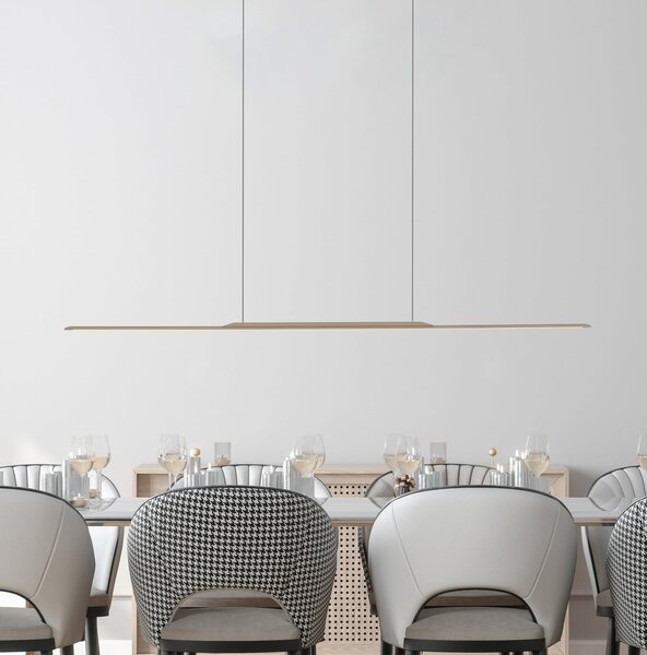 PURE LED висяща лампа Surface, бронз, 125 см, алуминий, 3000 K, Затъмняване, Бронзов / античен месинг, Дневна/трапезария, Алуминий, Модерен