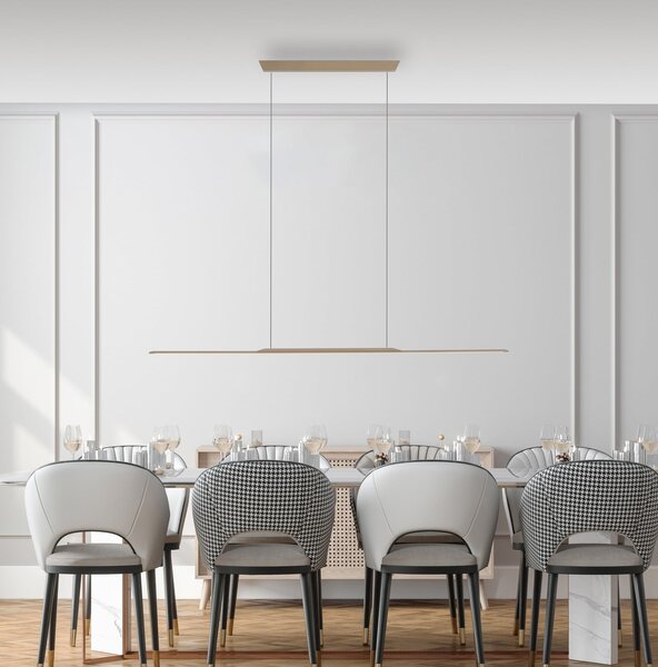 PURE LED висяща лампа Surface, бронз, 125 см, алуминий, 3000 K, Затъмняване, Бронзов / античен месинг, Дневна/трапезария, Алуминий, Модерен