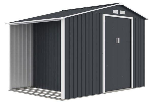 Метална къща за инструменти Skagen с навес за дърва 2,8 x 1,9 м Магазин Boss антрацит