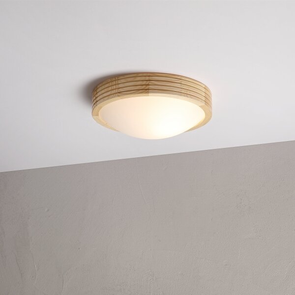 Таванно осветително тяло NATURAL MODERN SLIM 1xE27/15W/230V, Ø 27,5 см, от бор
