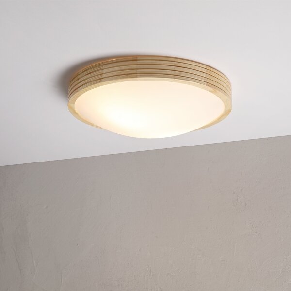 Таванно осветително тяло NATURAL MODERN SLIM 2xE27/15W/230V Ø 37,5 см от бор