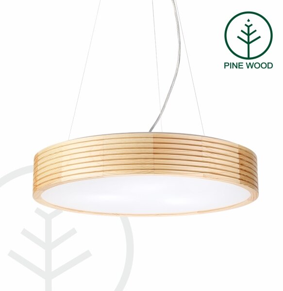 Полилей на кабел NATURAL MODERN 3xE27/15W/230V, диаметър 47,5 см, от борова дървесина