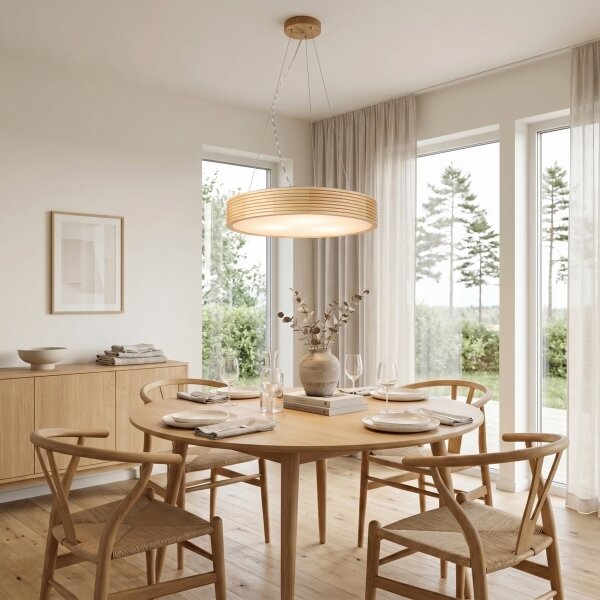 Полилей на кабел NATURAL MODERN 3xE27/15W/230V, диаметър 47,5 см, от борова дървесина