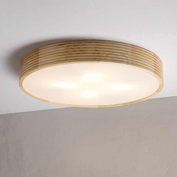 Плафониера NATURAL MODERN, 4xE27/15W/230V, Ø 58 см, борова дървесина