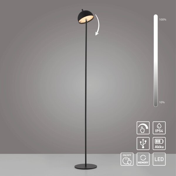 Schöner Wohnen 19245-18 - LED димируема подова лампа BELLIS LED/2,5W/5V IP54 черна