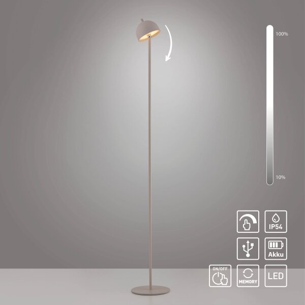 Schöner Wohnen 19245-39 - Димируема LED подова лампа BELLIS LED/2,5W/5V IP54 сива