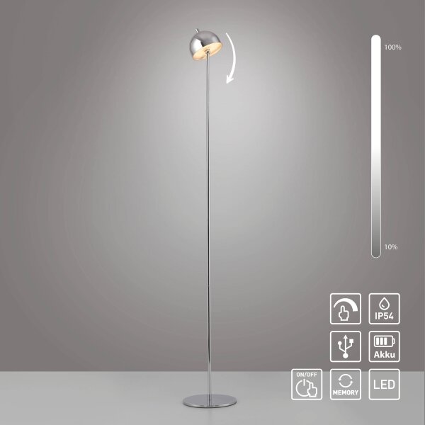Schöner Wohnen 19245-17 - Димируема LED подова лампа BELLIS LED/2,5W/5V IP54 хром