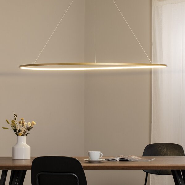 Milagro Lighting LED висяща лампа Saturno, Ø 120 cm, златист, 1-ф., 4.000 K, Злато / месинг, Дневна/трапезария, Алуминий, Модерен