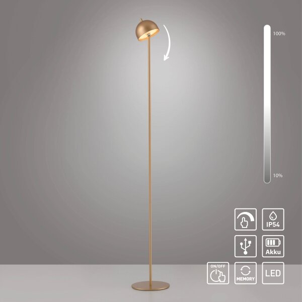 Schöner Wohnen 19245-12 - димируема LED подова лампа BELLIS LED/2,5W/5V IP54 златна