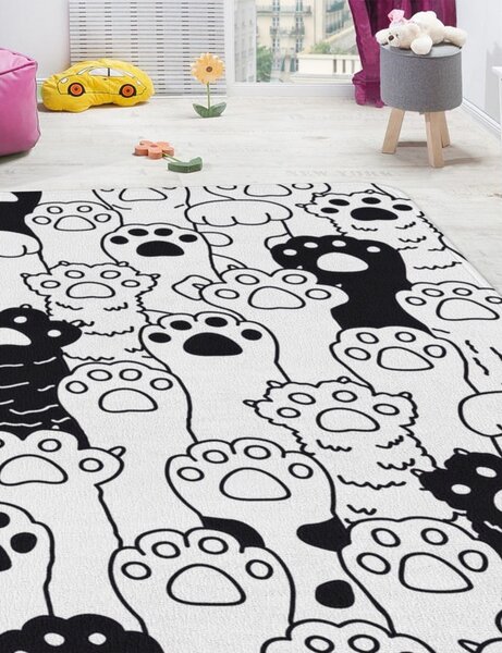 Черно-бял детски килим 80x140 cm Happy Paws – Oyo Concept