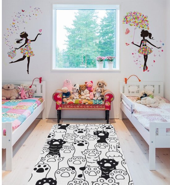 Черно-бял детски килим 80x140 cm Happy Paws – Oyo Concept