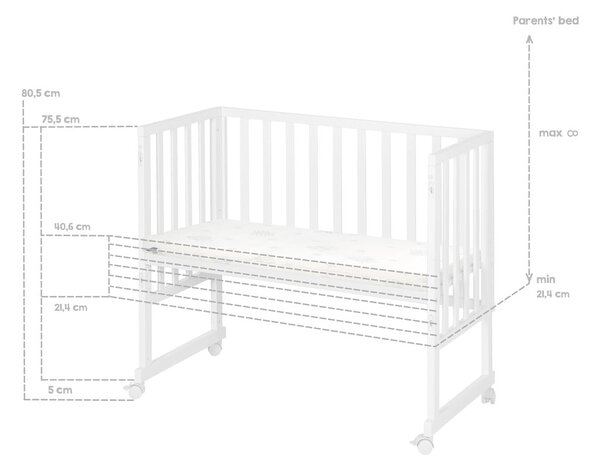 Бяло детско креватче 90x45 cm - Roba