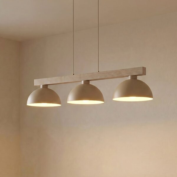 TK Lighting Висяща лампа „Осло“, пясъчен цвят, с 3 лампи, дължина 118 см, E27, Затъмняване, Бежов, Дневна/трапезария, Метал, Модерен