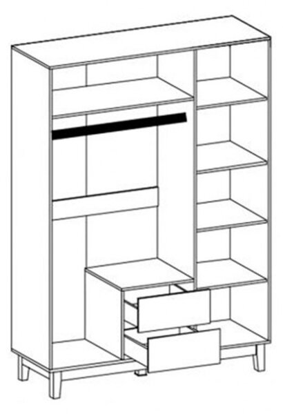 Шкаф Awell с 3 врати Цвят Сонома-Бял 153.5x54.5x216 см