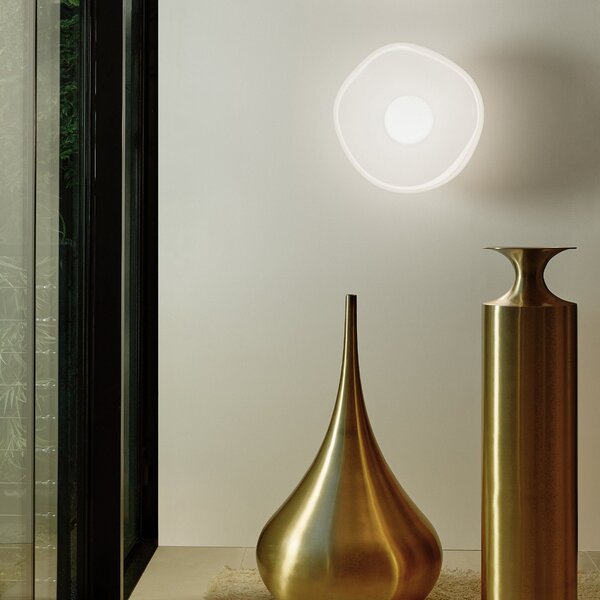 Tom Dixon LED стенна лампа Melt, Ø 50 cm, опал/хромиран, Затъмняване, Металик, Дневна/трапезария, Пластмаса, Дизайн