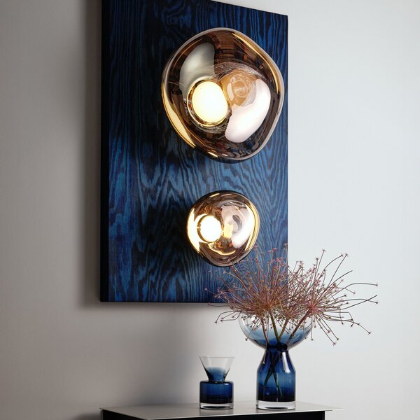 Tom Dixon LED стенна лампа Melt, Ø 29 cm, бронзов цвят, Затъмняване, Бронзов / античен месинг, Дневна/трапезария, Пластмаса, Дизайн