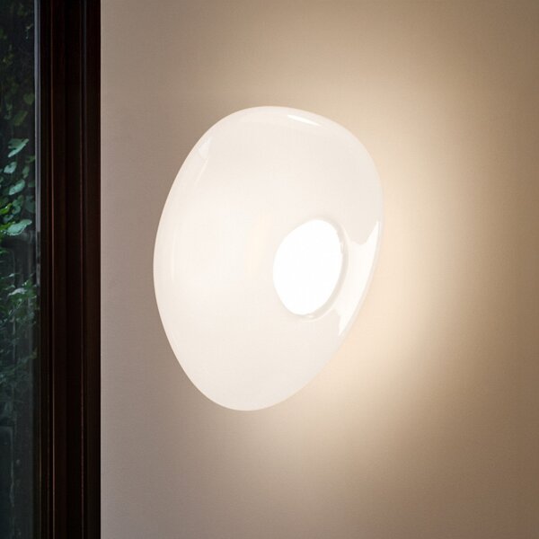 Tom Dixon LED стенна лампа Melt, Ø 50 cm, опал/хромиран, Затъмняване, Металик, Дневна/трапезария, Пластмаса, Дизайн