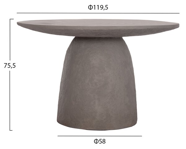 Кръгла трапезна маса SEPPO фиброцимент в сиво--φ119.5x75.5см