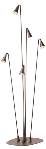Vibia LED външна стояща лампа Brisa, 5-светлинна, кафява матова, Кафяв / ръждив, Пластмаса, Дизайн