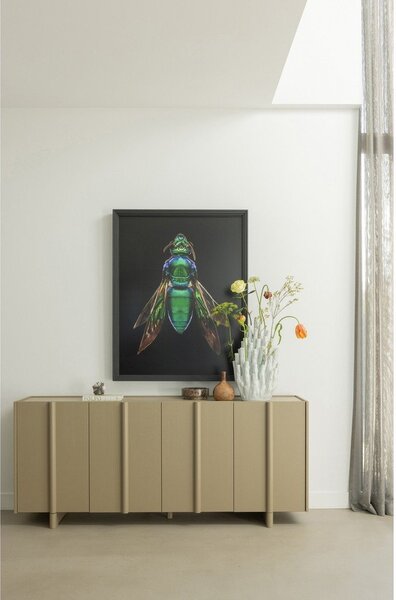 Бежов нисък скрин с чекмеджета от борова дървесина 200x85 cm Basu - WOOOD