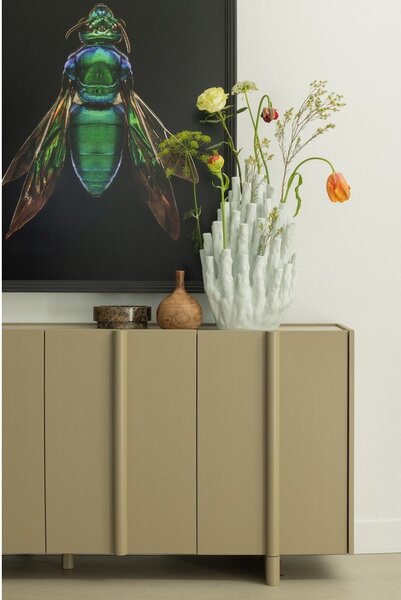 Бежов нисък скрин с чекмеджета от борова дървесина 200x85 cm Basu - WOOOD