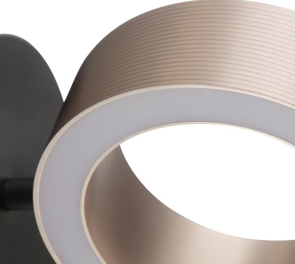 Brilliant LED стенна лампа Axion, черно/кафяво, височина 20 см, с регулиране на яркостта., Затъмняване, Кафяв / ръждив, Дневна/трапезария, Пластмаса, Модерен